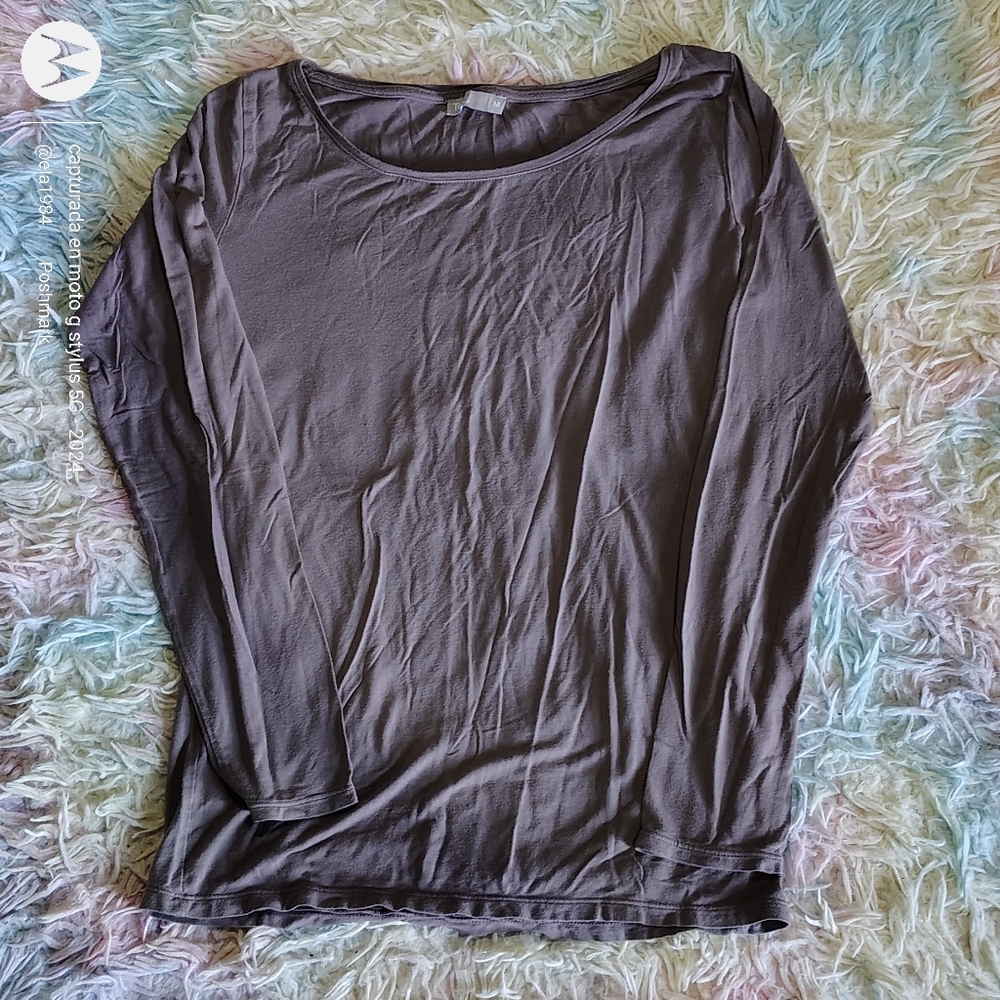 Gray 3/4 Sleeve Relaxed Blouse